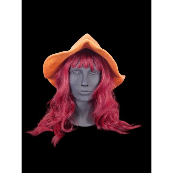 Orange Woven Wool Blend Witch Hat - Adult Ritual & Everyday Wear - New - Picture 3 of 11